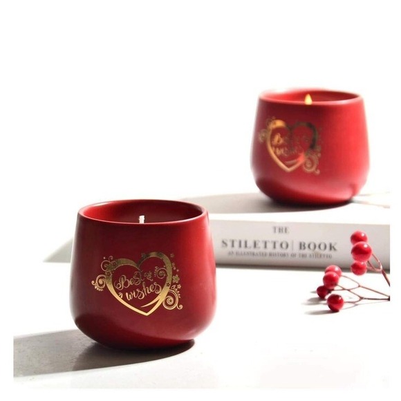Red Ceramic Jar Candle With Gift Box‎ Lux Scented - Picture 4 of 7
